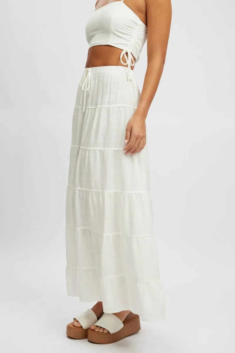 White Maxi Skirt Tiered High Rise sold by Ally Fashion product image thumbnail 3