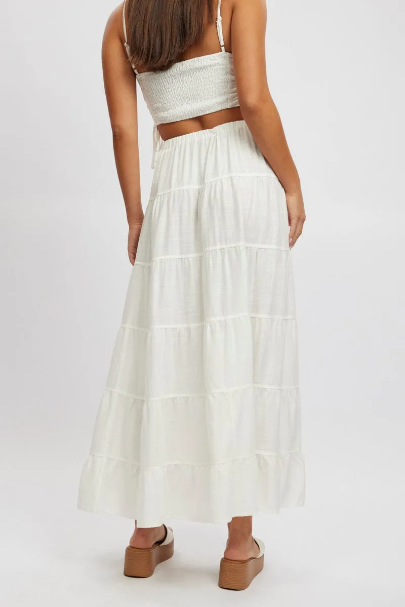 White Maxi Skirt Tiered High Rise sold by Ally Fashion product image thumbnail 4