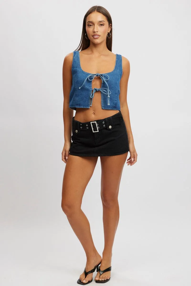 Blue Tie Front Top Sleeveless sold by Ally Fashion product image thumbnail 2