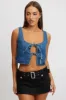 Blue Tie Front Top Sleeveless sold by Ally Fashion