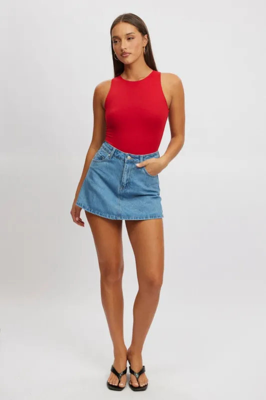 Denim Denim Skort Skirt High Rise sold by Ally Fashion