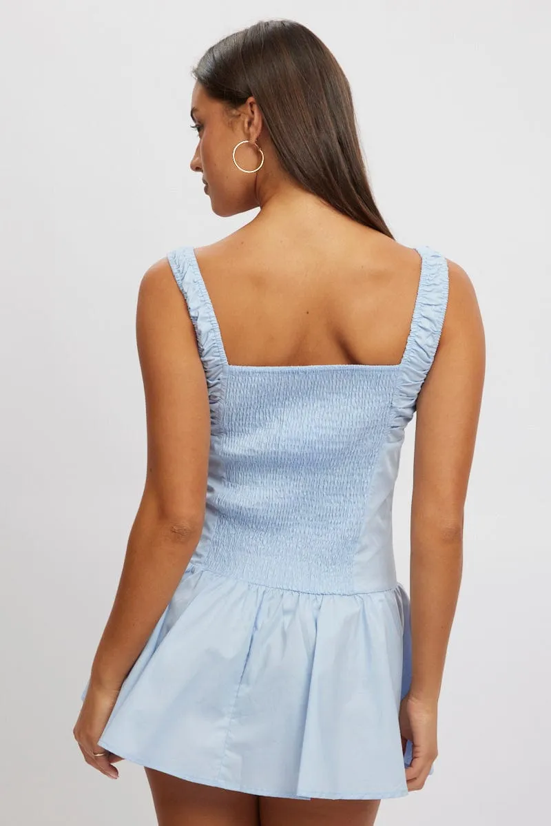 Blue Mini Dress Drop Waist Poplin sold by Ally Fashion product image thumbnail 5