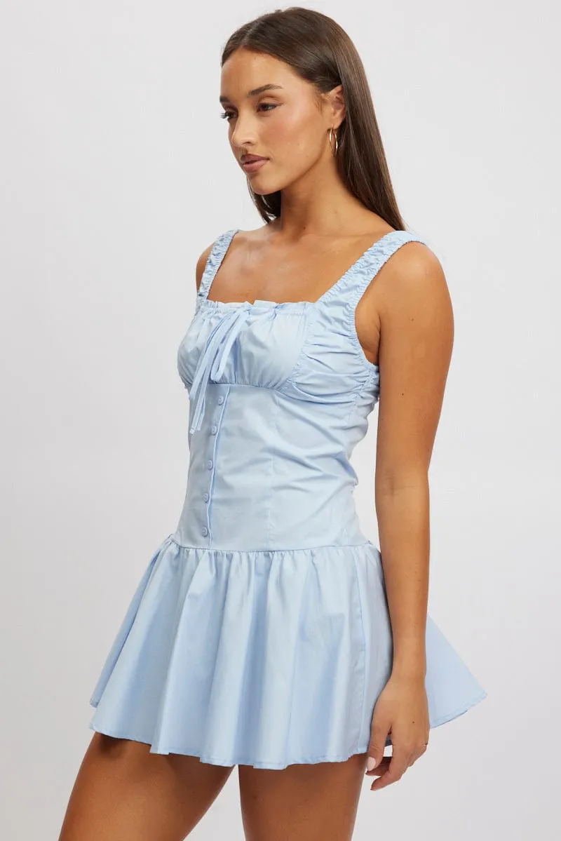 Blue Mini Dress Drop Waist Poplin sold by Ally Fashion product image thumbnail 4