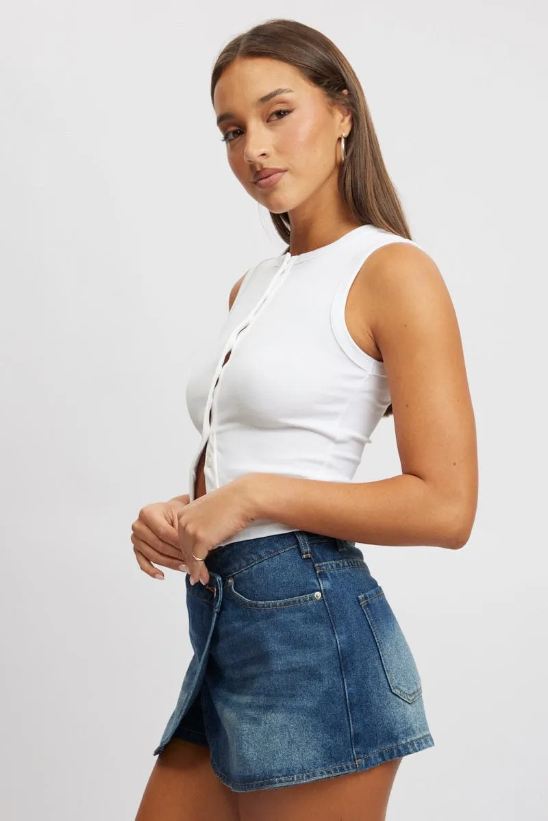 White Button Front Top Sleeveless sold by Ally Fashion product image thumbnail 4