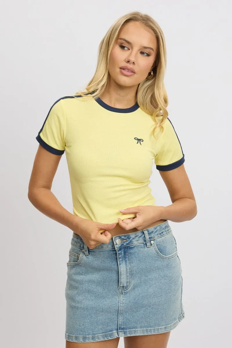 Yellow Graphic Tee Short Sleeve Rib sold by Ally Fashion