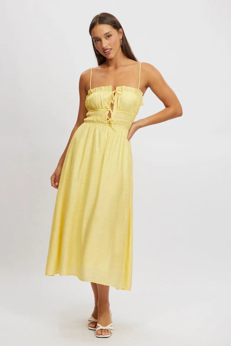Yellow Midi Dress Ribbon Detail Strappy sold by Ally Fashion product image thumbnail 3