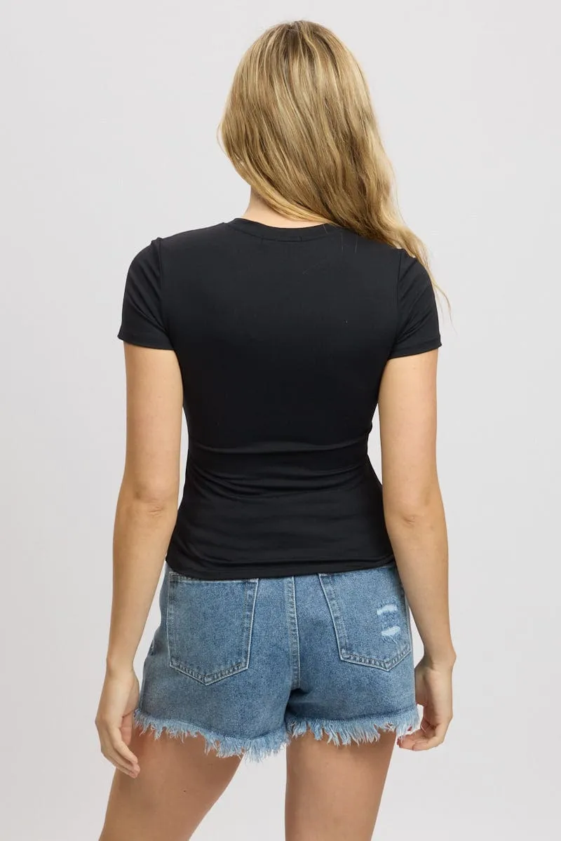 Black T-Shirt Short Sleeve Crew Neck Supersoft sold by Ally Fashion product image thumbnail 5