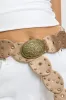 Brown Oval Disc Western Waist Belt sold by Ally Fashion