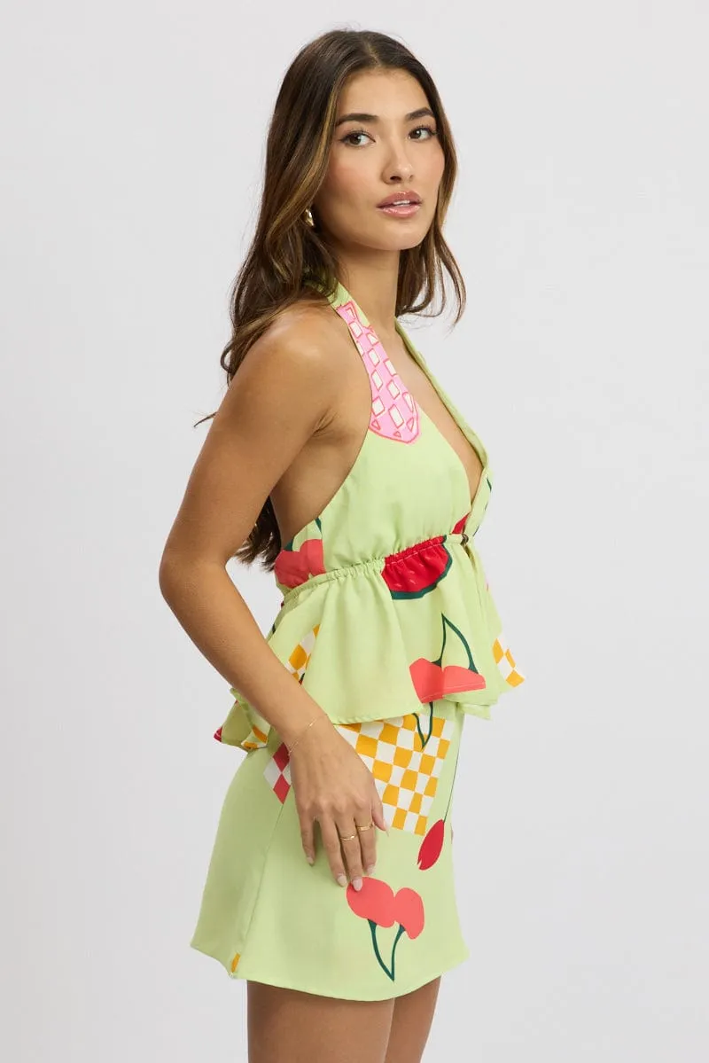 Green Abstract Halter Top Sleeveless sold by Ally Fashion product image thumbnail 4