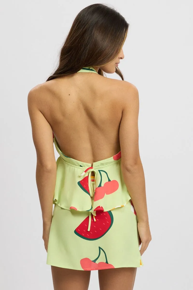 Green Abstract Halter Top Sleeveless sold by Ally Fashion product image thumbnail 5