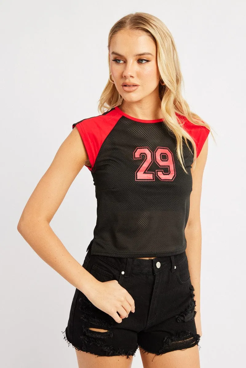 Black Sport Tee Short Sleeve Crop sold by Ally Fashion