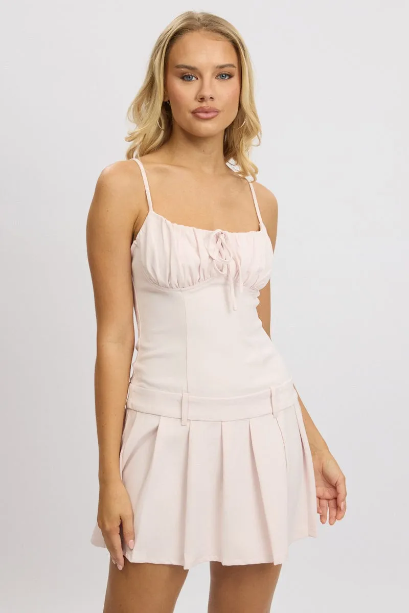 Pink Mini Dress Drop Waist Pleated sold by Ally Fashion product image thumbnail 2