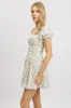 White Ditsy Fit And Flare Dress Corset Detail Mini sold by Ally Fashion