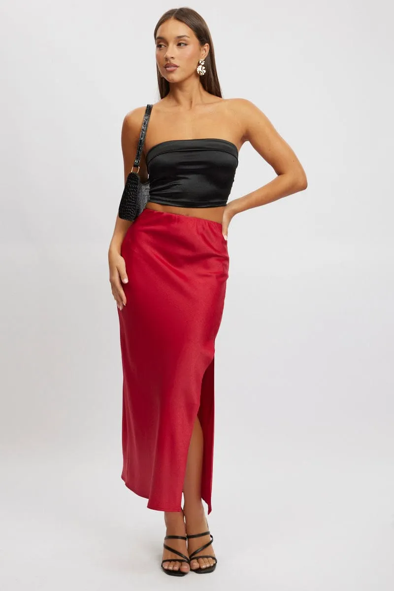 Black Satin Crop Top Strapless sold by Ally Fashion product image thumbnail 2