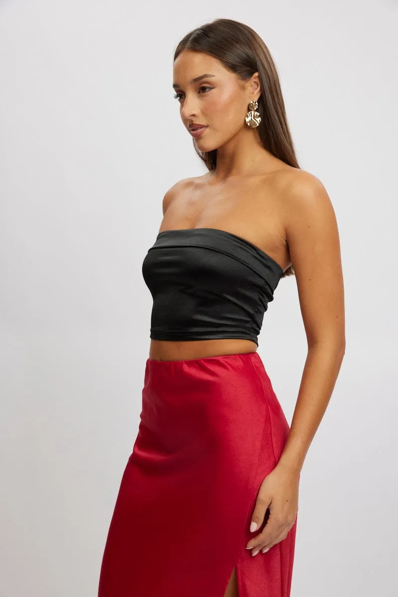 Black Satin Crop Top Strapless sold by Ally Fashion product image thumbnail 4