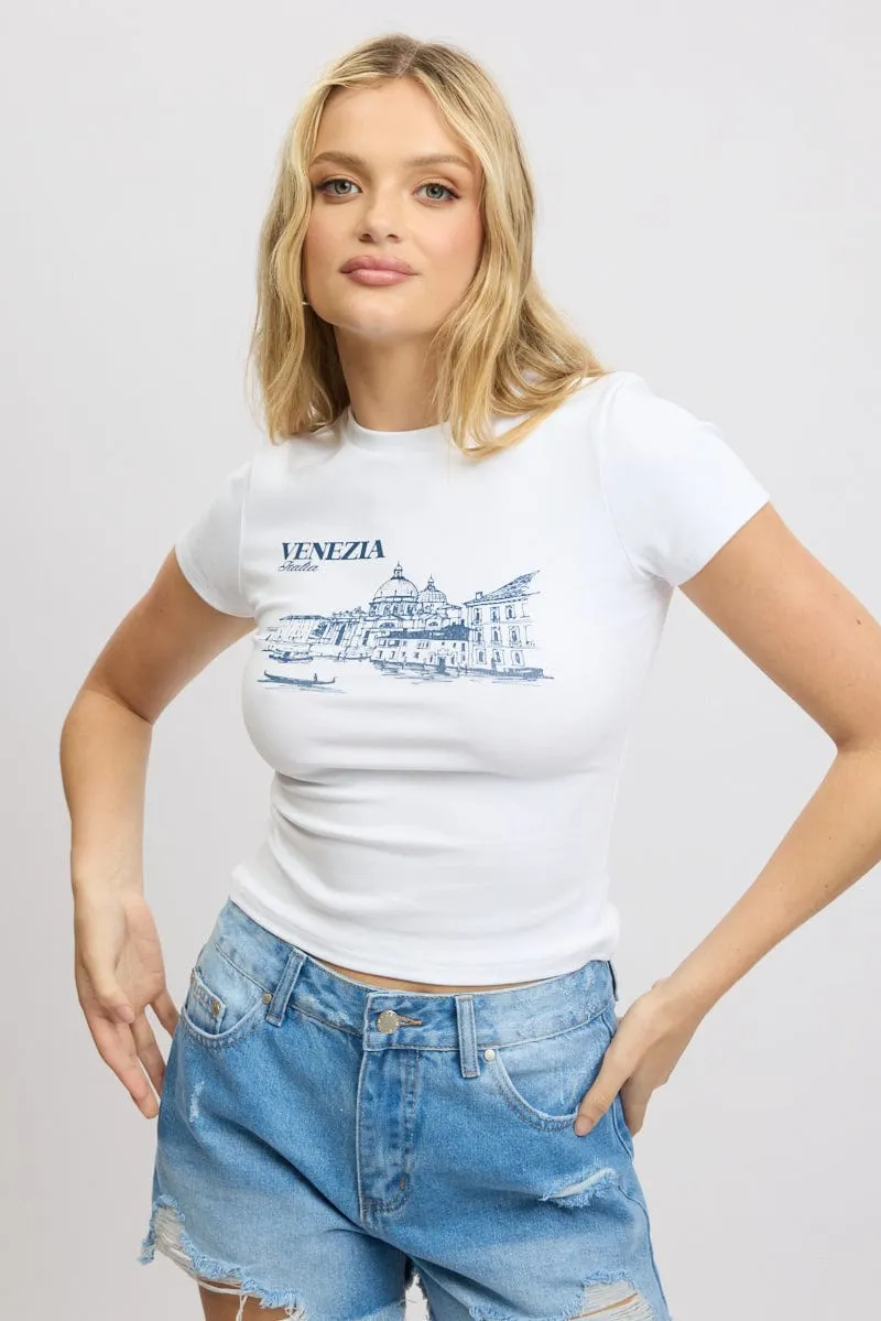 White Graphic Tee Short Sleeve sold by Ally Fashion product image thumbnail 3