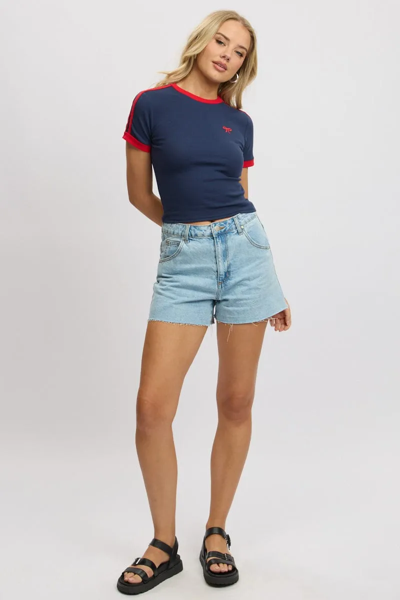 Blue Graphic Tee Short Sleeve Rib sold by Ally Fashion product image thumbnail 2