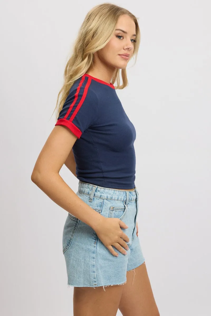 Blue Graphic Tee Short Sleeve Rib sold by Ally Fashion product image thumbnail 4