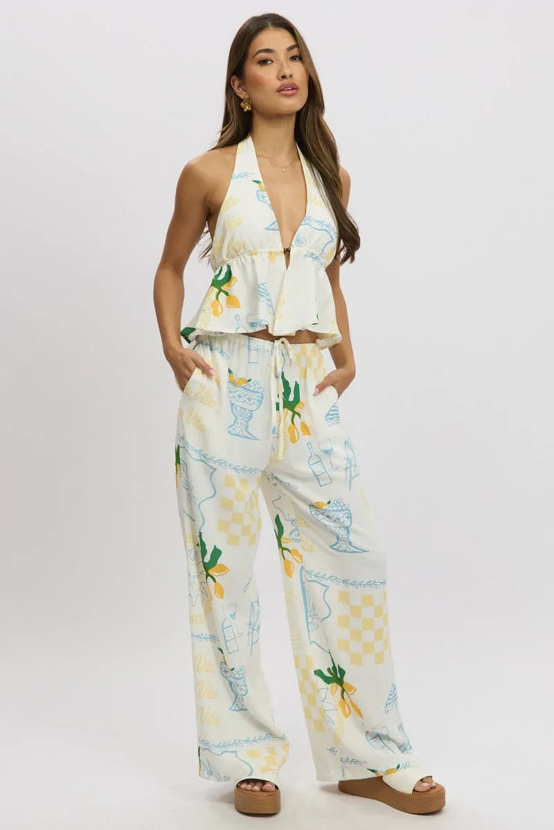 Yellow Abstract Halter Top Sleeveless sold by Ally Fashion product image thumbnail 3