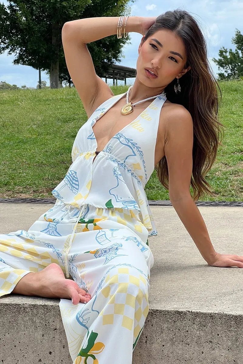 Yellow Abstract Halter Top Sleeveless sold by Ally Fashion