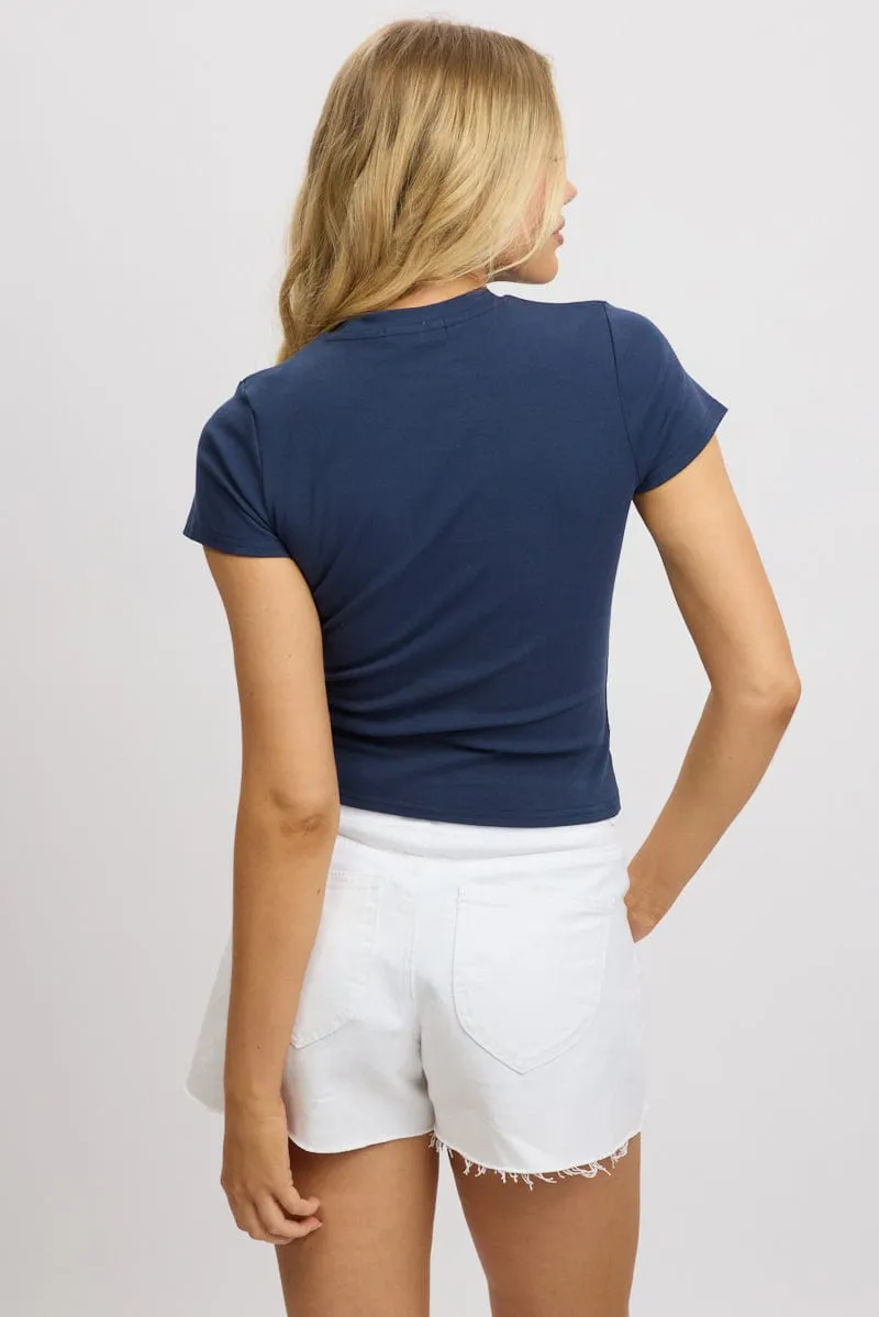 Blue Graphic Tee Short Sleeve sold by Ally Fashion product image thumbnail 5