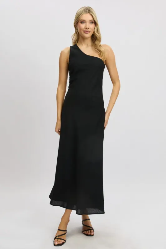 Black One Shoulder Maxi Dress sold by Ally Fashion