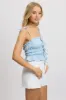 Blue Cami Top Sleeveless Tie Front Textured sold by Ally Fashion