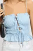 Blue Cami Top Sleeveless Tie Front Textured sold by Ally Fashion