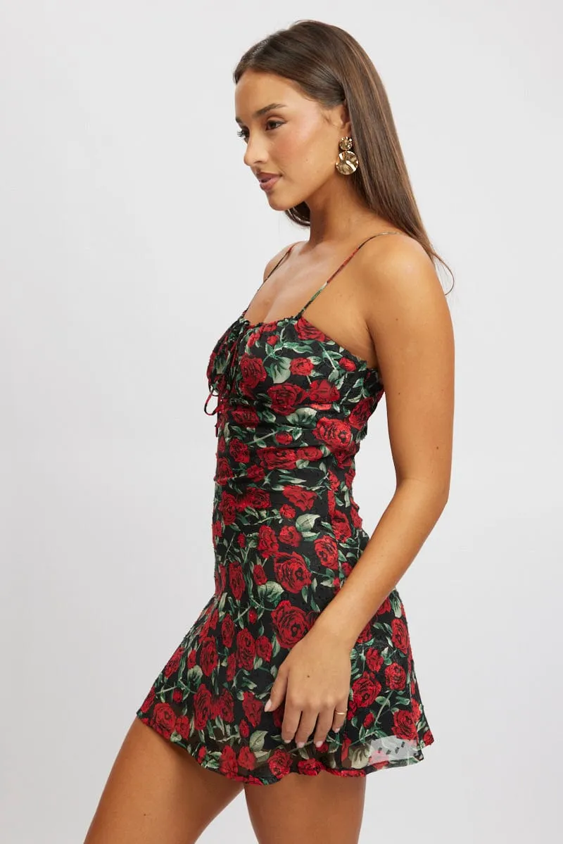 Red Floral Mini Dress Bias sold by Ally Fashion product image thumbnail 4