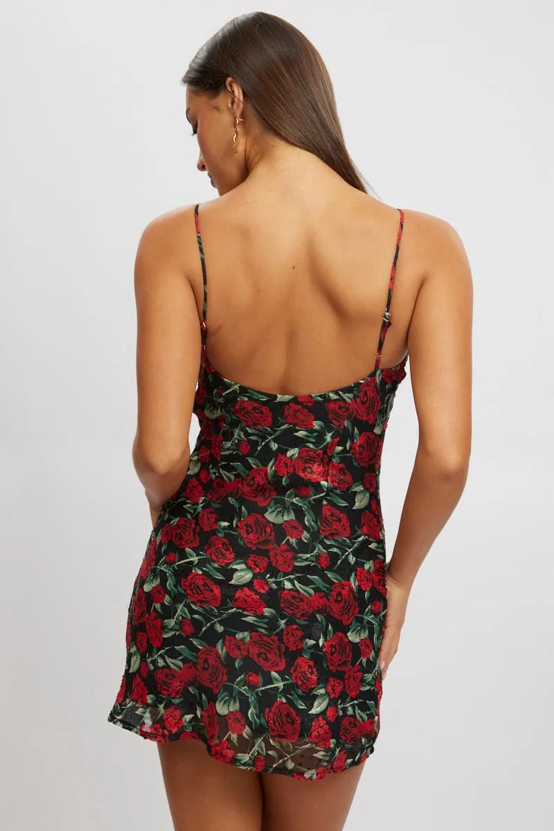 Red Floral Mini Dress Bias sold by Ally Fashion product image thumbnail 5