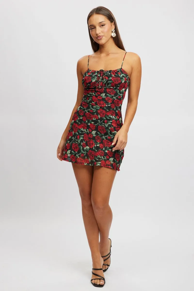 Red Floral Mini Dress Bias sold by Ally Fashion product image thumbnail 2