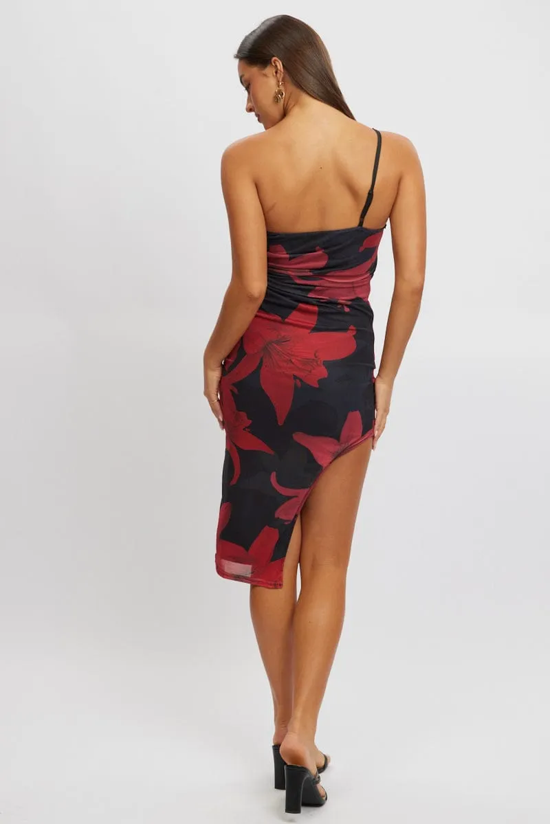 Black Floral Bodycon Dress One Shoulder sold by Ally Fashion product image thumbnail 4