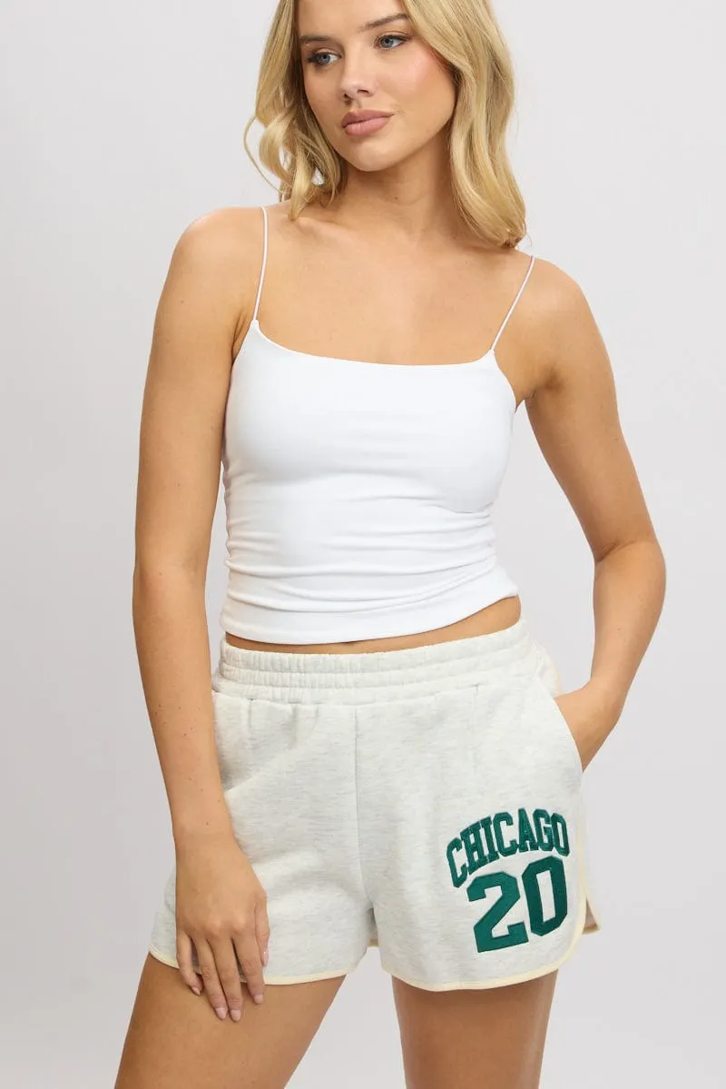 Grey Track Shorts High Rise Elastic Waist sold by Ally Fashion