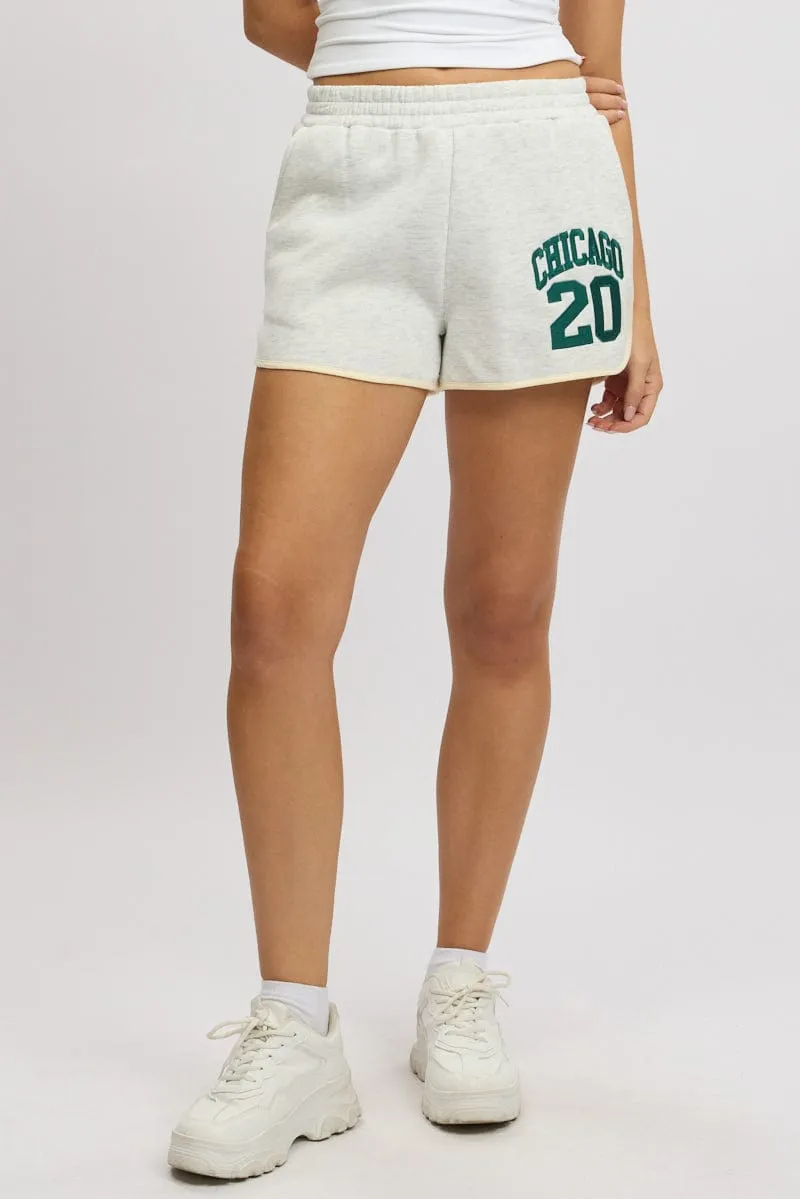 Grey Track Shorts High Rise Elastic Waist sold by Ally Fashion product image thumbnail 3