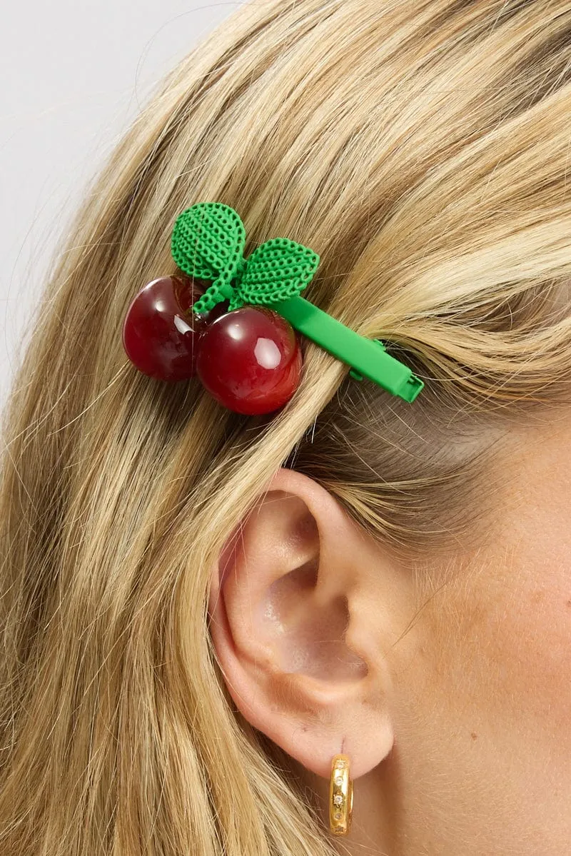 Red Cherry Hair Clip sold by Ally Fashion product image thumbnail 2
