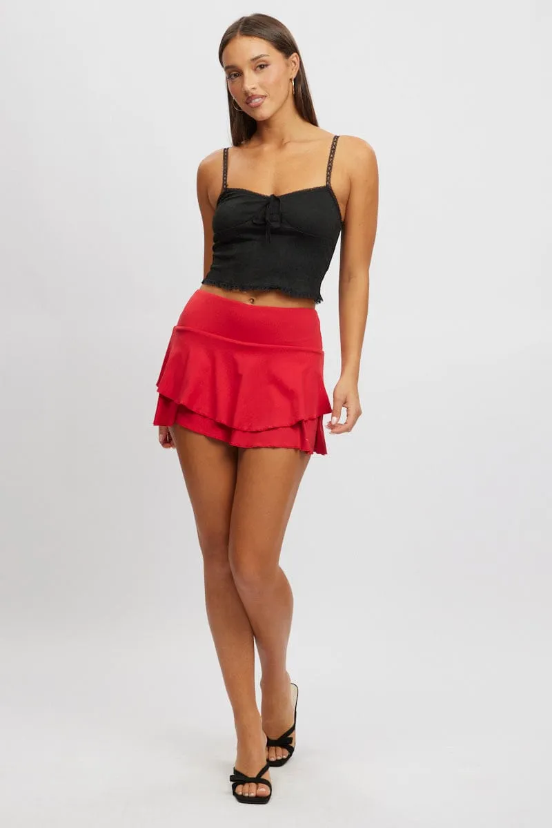 Red Supersoft Skort Skirt High Rise Layered Lined sold by Ally Fashion