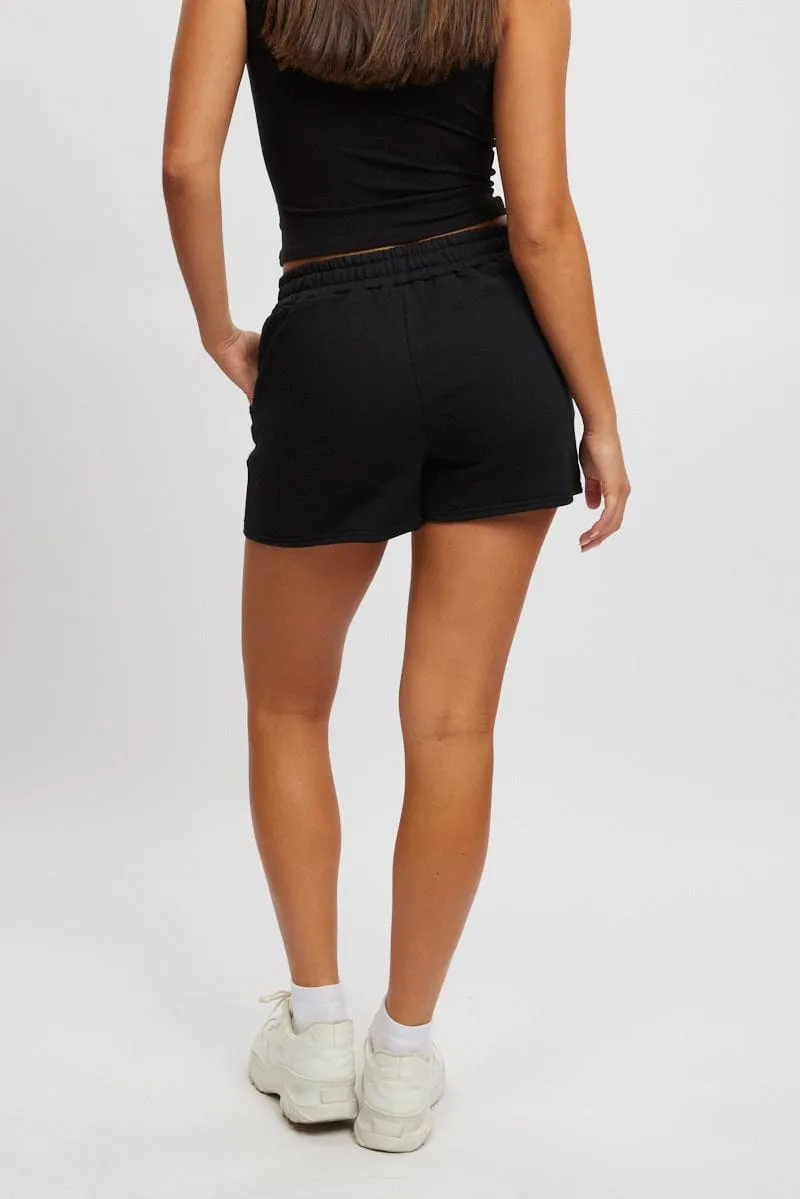 Black Track Shorts High Rise Elastic Waist sold by Ally Fashion product image thumbnail 4