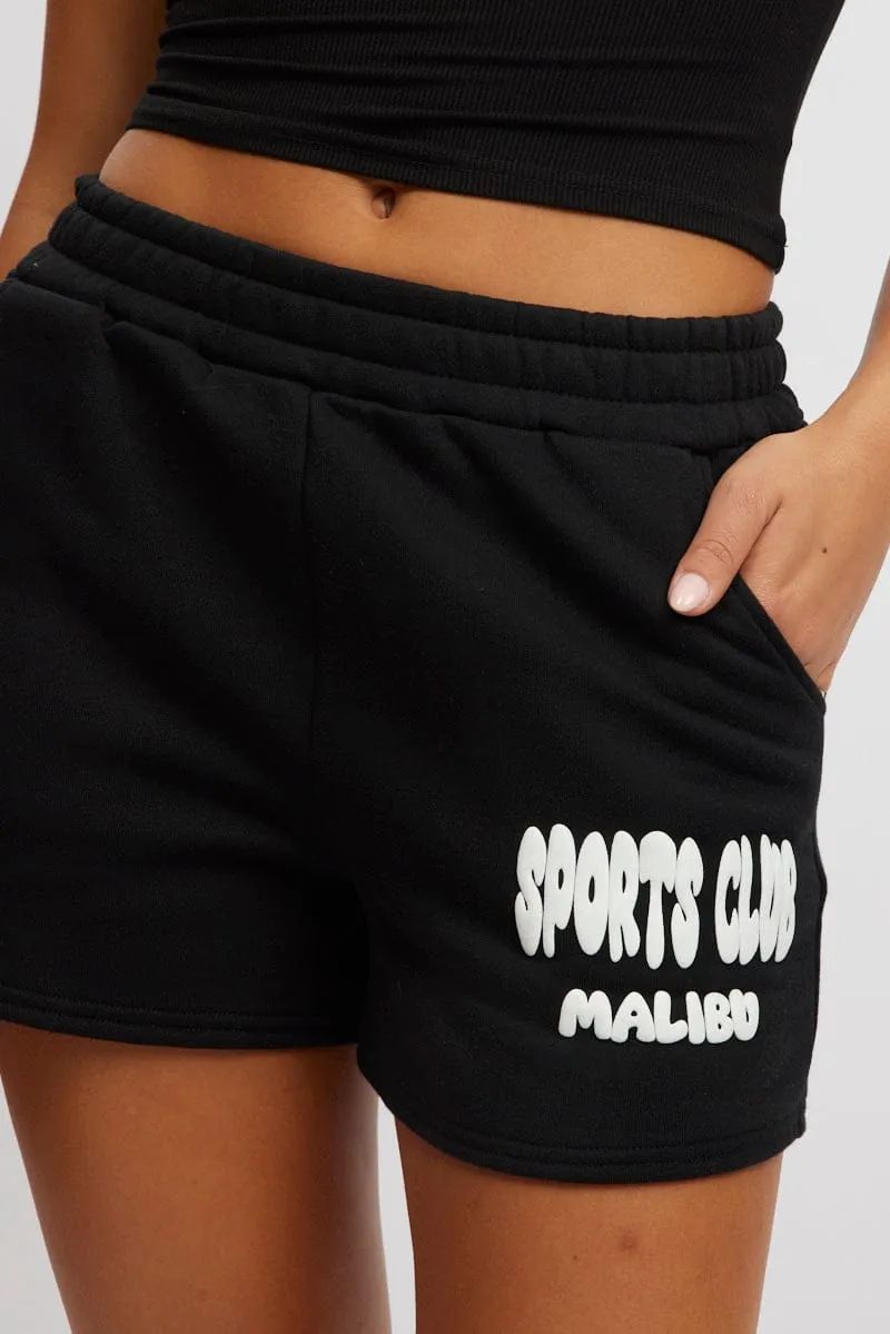 Black Track Shorts High Rise Elastic Waist sold by Ally Fashion product image thumbnail 5