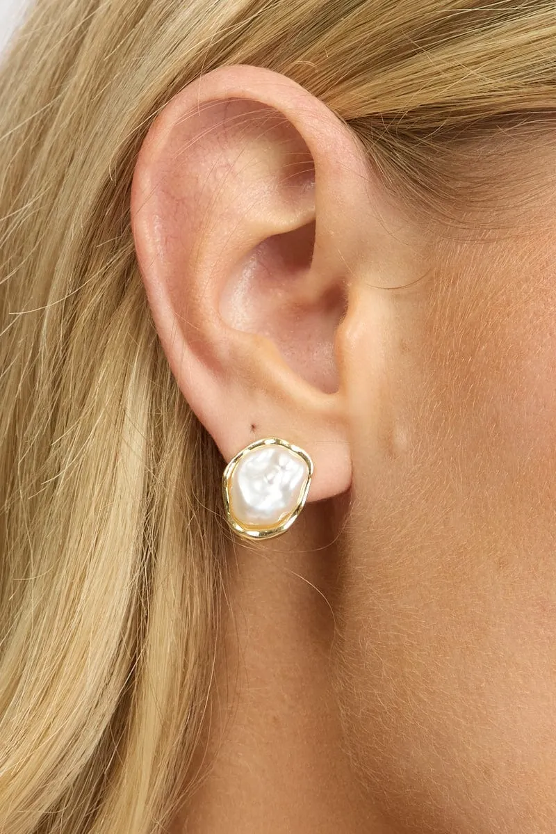 Gold Faux Pearl Earrings sold by Ally Fashion product image thumbnail 2