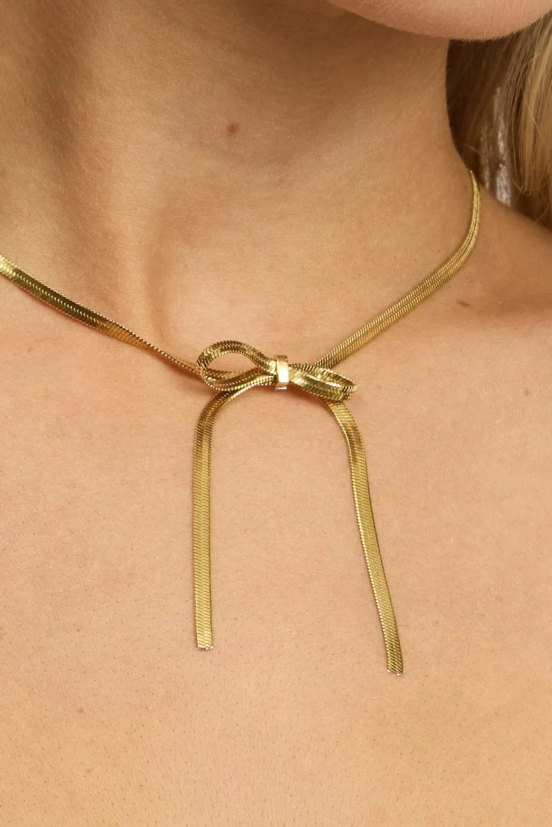 Gold Bow Necklace sold by Ally Fashion product image thumbnail 2