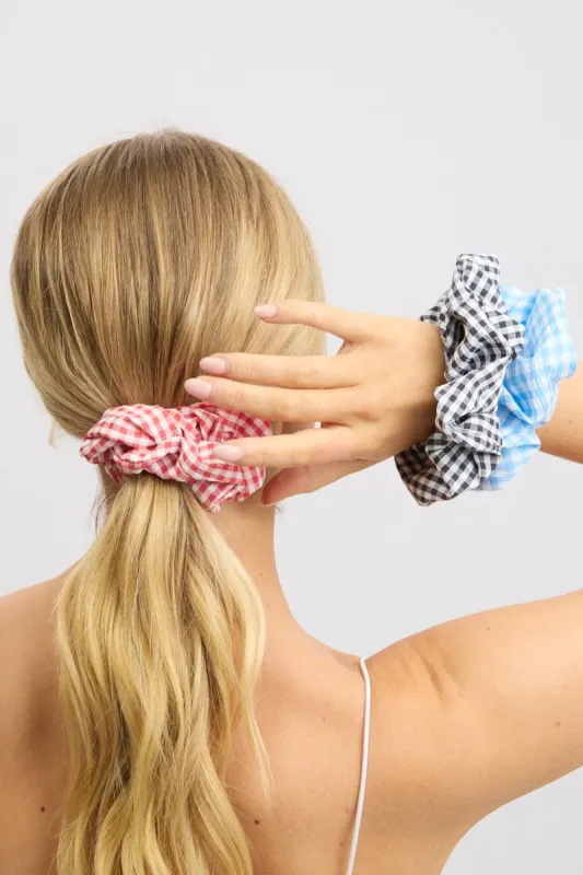 Multi Check 3 Pack Gingham Scrunchies sold by Ally Fashion