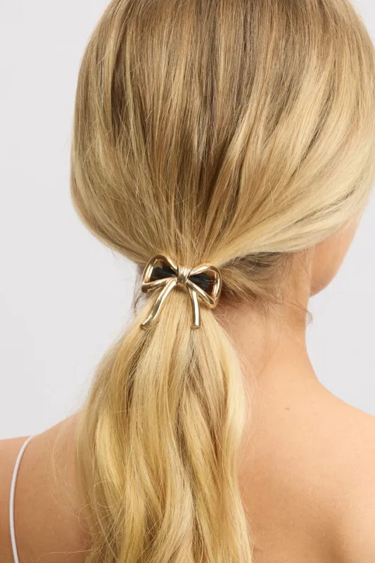 Gold Bow Detail Hair Tie sold by Ally Fashion