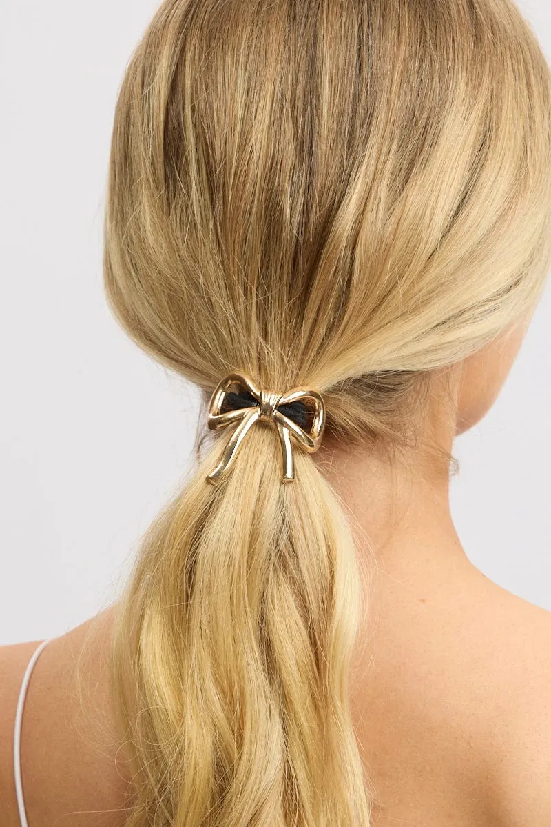 Gold Bow Detail Hair Tie sold by Ally Fashion