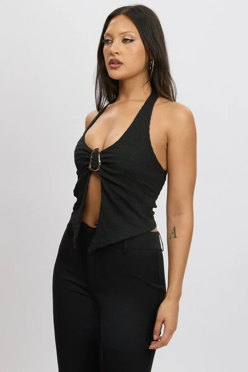 Black Halter Neck Top Metal Buckle sold by Ally Fashion product image thumbnail 4