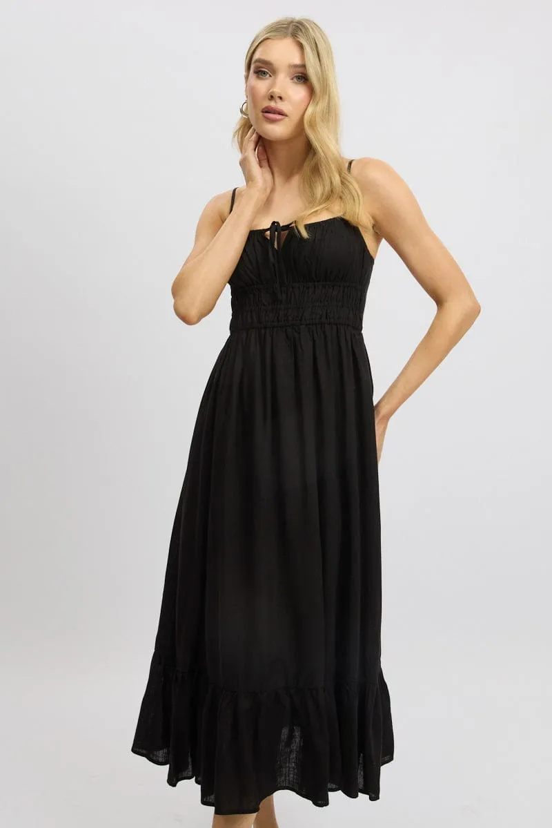 Black Midi Dress Tiered Strappy sold by Ally Fashion