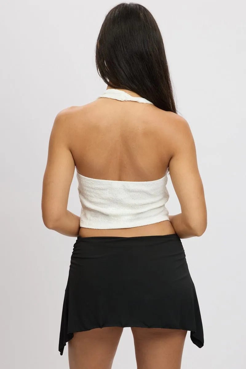 White Halter Neck Top Metal Buckle sold by Ally Fashion product image thumbnail 5