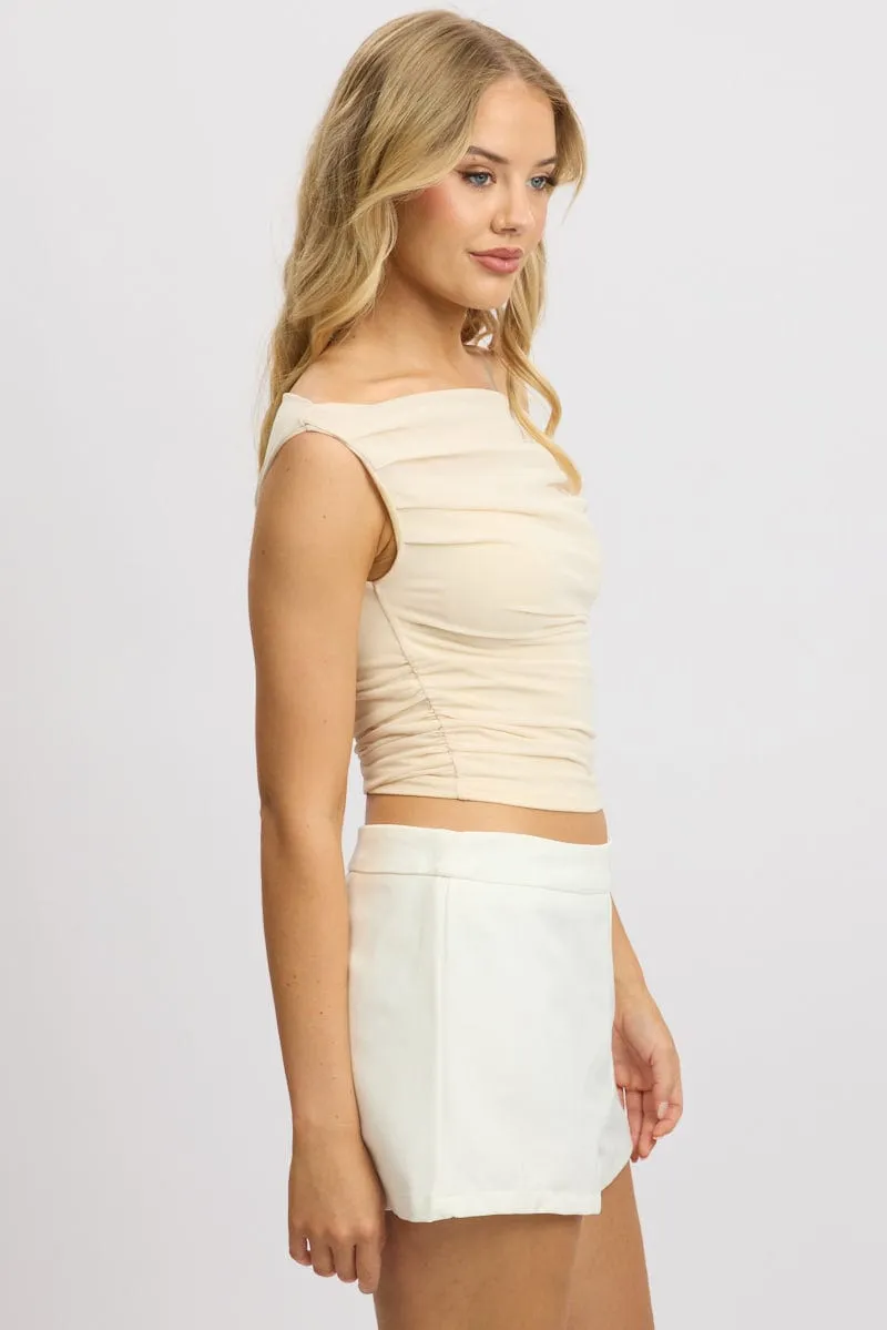 Beige Off Shoulder Top Mesh sold by Ally Fashion product image thumbnail 4