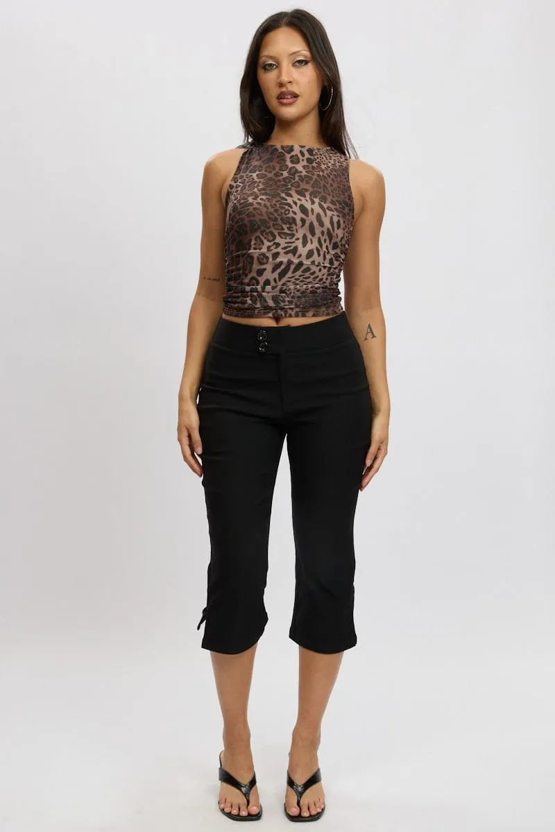 Brown Animal Print Ruffle Top Mesh sold by Ally Fashion product image thumbnail 2