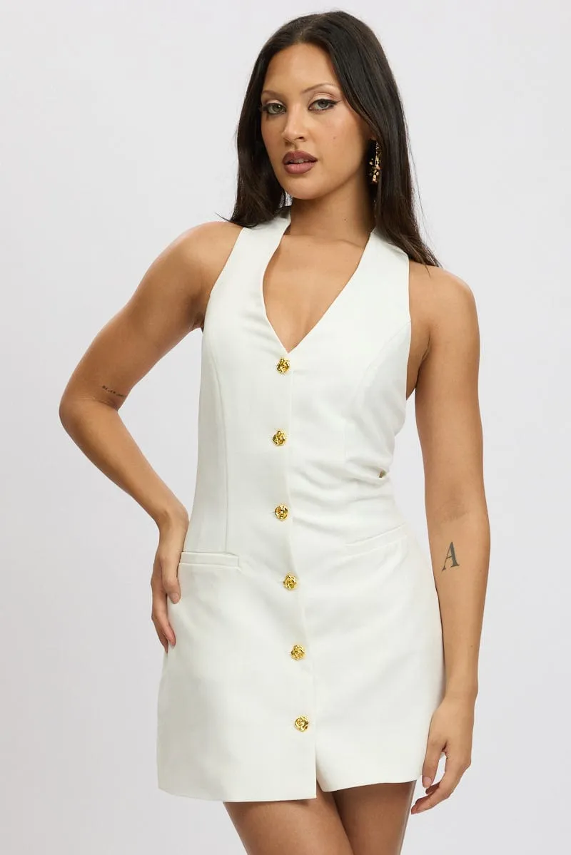 White Halter Neck Min Dress sold by Ally Fashion product image thumbnail 3
