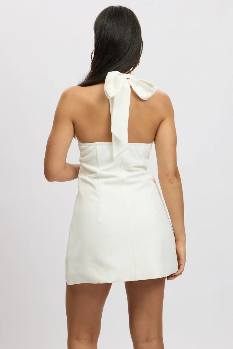 White Halter Neck Min Dress sold by Ally Fashion product image thumbnail 4